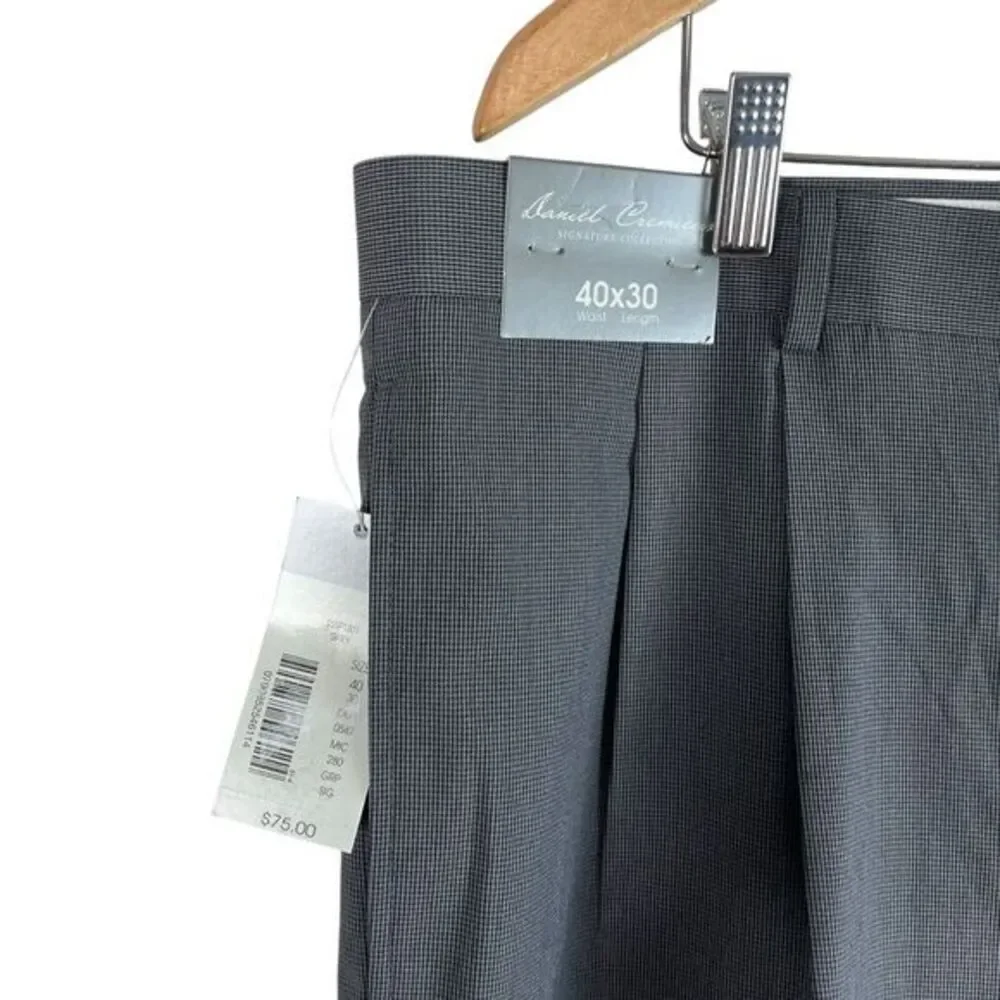 NEW Daniel Cremieux Mens Signature‎ Straight Pleated Dress Pants 40x30 Gray $75